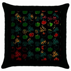 Apples Honey Honeycombs Pattern Throw Pillow Case (black) by Sapixe