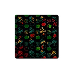 Apples Honey Honeycombs Pattern Square Magnet by Sapixe