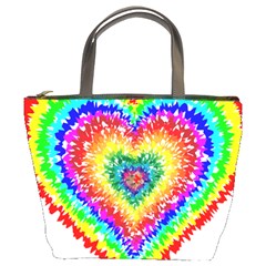 Tie Dye Heart Colorful Prismatic Bucket Bag by Sapixe