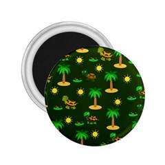 Turtle And Palm On Green Pattern 2 25  Magnets by Daria3107