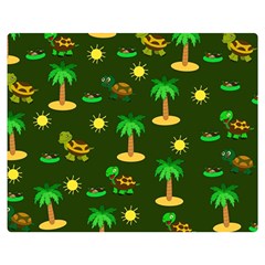 Turtle And Palm On Green Pattern Double Sided Flano Blanket (medium)  by Daria3107