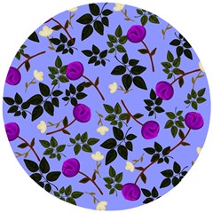 Purple Flower On Lilac Wooden Puzzle Round