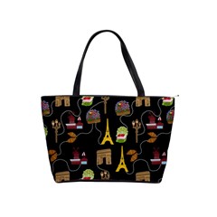 Paris Street Pattern On Black Classic Shoulder Handbag by Daria3107