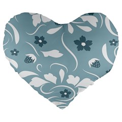 Folk Flowers Pattern Floral Surface Design Seamless Pattern Large 19  Premium Flano Heart Shape Cushions by Eskimos