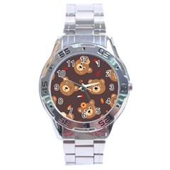Bears-vector-free-seamless-pattern1 Stainless Steel Analogue Watch by webstylecreations