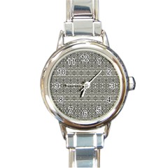 Abstract Silver Ornate Decorative Pattern Round Italian Charm Watch by dflcprintsclothing