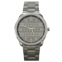 Abstract Silver Ornate Decorative Pattern Sport Metal Watch by dflcprintsclothing