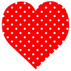 1950 Red White Dots Wooden Puzzle Heart by SomethingForEveryone