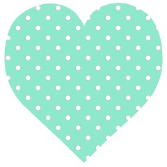 1950 Sea Foam Green White Dots Wooden Puzzle Heart by SomethingForEveryone