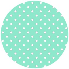 1950 Sea Foam Green White Dots Wooden Puzzle Round by SomethingForEveryone