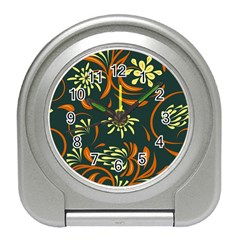 Folk Flowers Pattern Floral Surface Travel Alarm Clock by Eskimos