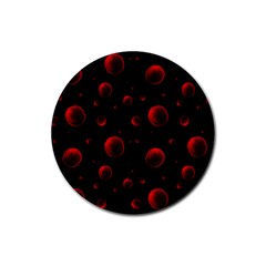 Red Drops On Black Rubber Round Coaster (4 Pack)  by SychEva