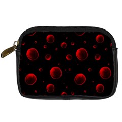 Red Drops On Black Digital Camera Leather Case by SychEva