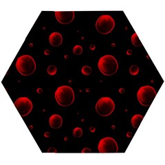 Red Drops On Black Wooden Puzzle Hexagon by SychEva