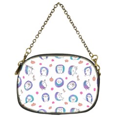 Cute And Funny Purple Hedgehogs On A White Background Chain Purse (one Side) by SychEva