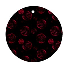Red Sponge Prints On Black Background Ornament (round)