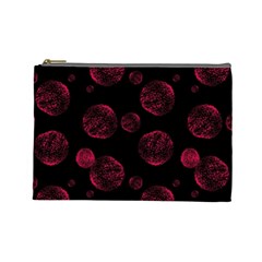Red Sponge Prints On Black Background Cosmetic Bag (large) by SychEva