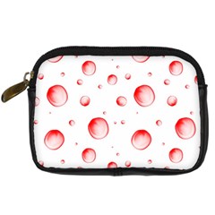 Red Drops On White Background Digital Camera Leather Case by SychEva