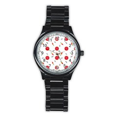 Slices Of Red And Juicy Watermelon Stainless Steel Round Watch by SychEva