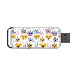 Funny Animal Faces With Glasses On A White Background Portable Usb Flash (two Sides) by SychEva