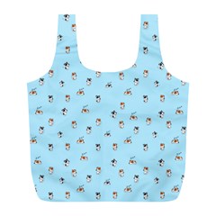 Cute Kawaii Dogs Pattern At Sky Blue Full Print Recycle Bag (l)