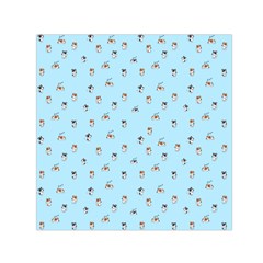 Cute Kawaii Dogs Pattern At Sky Blue Small Satin Scarf (square)