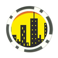 Skyline-city-building-sunset Poker Chip Card Guard (10 Pack) by Sudhe