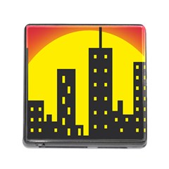 Skyline-city-building-sunset Memory Card Reader (square 5 Slot) by Sudhe