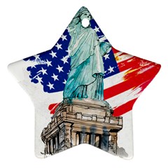 Statue Of Liberty Independence Day Poster Art Star Ornament (two Sides) by Sudhe