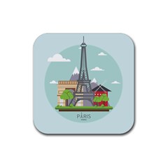 Paris-france-french-europe-travel Rubber Coaster (square)  by Sudhe