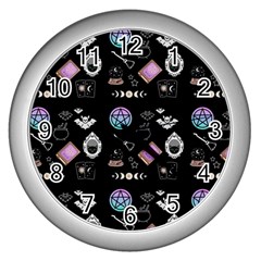 Pastel Goth Witch Wall Clock (silver) by InPlainSightStyle