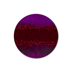 Red Splashes On Purple Background Rubber Round Coaster (4 Pack)  by SychEva