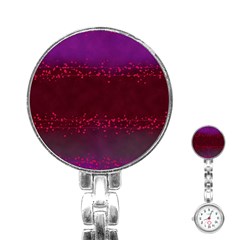 Red Splashes On Purple Background Stainless Steel Nurses Watch by SychEva