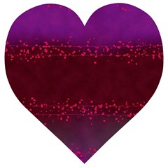 Red Splashes On Purple Background Wooden Puzzle Heart by SychEva