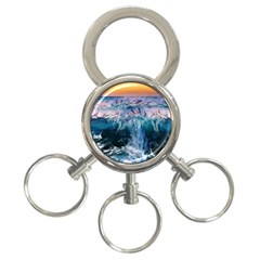 Sea-waves-ocean-water-beach-surf 3-ring Key Chain by Sudhe