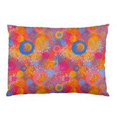 Multicolored Splashes And Watercolor Circles On A Dark Background Pillow Case (two Sides) by SychEva