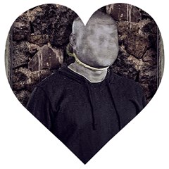 No Face Hanged Creepy Poster Wooden Puzzle Heart by dflcprintsclothing