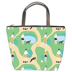 Girls With Dogs For A Walk In The Park Bucket Bag by SychEva