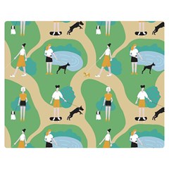 Girls With Dogs For A Walk In The Park Double Sided Flano Blanket (medium)  by SychEva