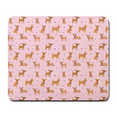 Cute Chihuahua With Sparkles On A Pink Background Large Mousepads by SychEva