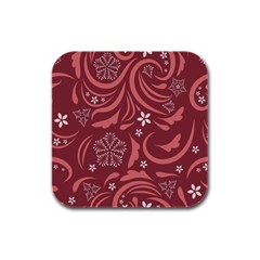 Folk Flowers Pattern Floral Surface Design Seamless Pattern Rubber Square Coaster (4 Pack)  by Eskimos
