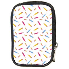 Multicolored Pencils And Erasers Compact Camera Leather Case by SychEva