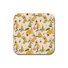 Yellow Juicy Pears And Apricots Rubber Coaster (square)  by SychEva