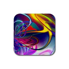 Colorful Rainbow Modern Paint Pattern 13 Rubber Coaster (square)  by DinkovaArt