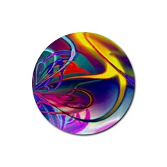 Colorful Rainbow Modern Paint Pattern 13 Rubber Round Coaster (4 Pack)  by DinkovaArt