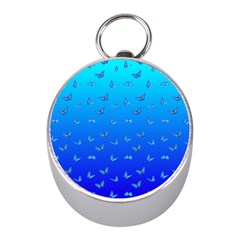 Butterflies At Blue, Two Color Tone Gradient Mini Silver Compasses by Casemiro