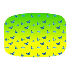Blue Butterflies At Yellow And Green, Two Color Tone Gradient Mini Square Pill Box by Casemiro
