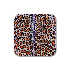 Fur-leopard 5 Rubber Square Coaster (4 Pack)  by skindeep