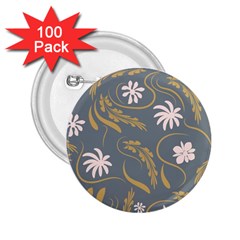 Folk Flowers Pattern  2 25  Buttons (100 Pack)  by Eskimos