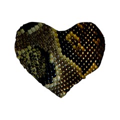 Leatherette Snake 2 Standard 16  Premium Heart Shape Cushions by skindeep